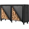 imageAMAGABELI GARDEN ampamp HOME 8ft Firewood Rack Outdoor with Cover Combo Set Indoor Heavy Duty Wood Storage Log Racks Holder Fireplace Stacker Pit for Patio Steel Tubular Wood Pile Black6ft