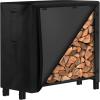 imageAMAGABELI GARDEN ampamp HOME 8ft Firewood Rack Outdoor with Cover Combo Set Indoor Heavy Duty Wood Storage Log Racks Holder Fireplace Stacker Pit for Patio Steel Tubular Wood Pile Black4ft
