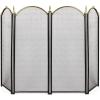 imageAMAGABELI GARDEN ampamp HOME Decorative Gold Fireplace Screen 4 Panel Folding Ornate Wrought Iron Black Metal Fire Place Free Standing Gate Large Mesh Solid Steel Spark Guard Cover Outdoor Accessories