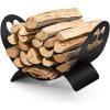 imageAMAGABELI GARDEN ampamp HOME Fireplace Log Holder Firewood Rack Indoor Firewood Basket Wrought Iron Wood Stove Stacking Rack Storage Rack for Firewood Outdoor Logs Bin Storage Container Metal Outdoor Black