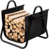 imageAMAGABELI GARDEN ampamp HOME Fireplace Log Holder with Canvas Firewood Rack Indoor Tote Carrier Metal Wood Rack Black Firewood Holders Storage Heavy Duty Logs Stacker Basket with Handles Kindling