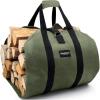 imageAMAGABELI GARDEN ampamp HOME Large Canvas Log Tote Bag Carrier Indoor Fireplace Firewood Holder Woodpile Rack Fire Wood Carriers Carrying For Outdoor Tubular Birchwood Stand By Hearth Stove Tools SetDark Green