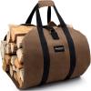imageAMAGABELI GARDEN ampamp HOME Large Canvas Log Tote Bag Carrier Indoor Fireplace Firewood Holder Woodpile Rack Fire Wood Carriers Carrying For Outdoor Tubular Birchwood Stand By Hearth Stove Tools SetBrown