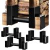 imageAMAGABELI GARDEN ampamp HOME Set of 2pack Firewood Rack Brackets Outdoor Heavy Fireplace Wood Storage Holder Kit Adjustable to Any Length Height Fireplace Lumber Wood Rack Pile Stacker Steel Black4