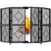 imageAmagabeli 48 x 28 Inch Fireplace Screen with Doors 3 Panel Foldable Wrought Iron Furnace Fireguards Fireplace Cover Free Standing Large Screen for Fireplace Wood Burning Metal Mesh Fire Spark BlackSize 1