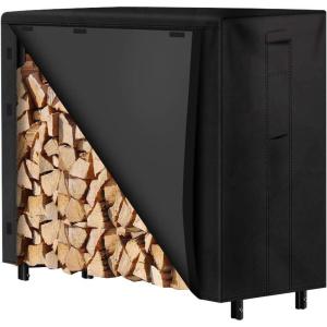 imageAMAGABELI GARDEN ampamp HOME 4ft Firewood Log Rack Cover Outdoor Heavy Duty wood rack cover Waterproof Fire Wood Storage Covers 600D Oxford Fabric Fireplace Logs Holder Cover Black4ft