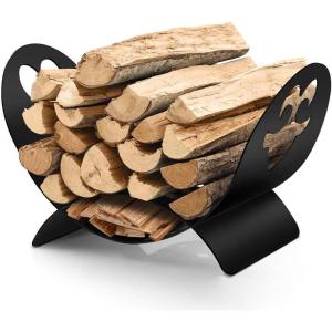 imageAMAGABELI GARDEN ampamp HOME Fireplace Log Holder Firewood Rack Indoor Firewood Basket Wrought Iron Wood Stove Stacking Rack Storage Rack for Firewood Outdoor Logs Bin Storage Container Metal Outdoor Black