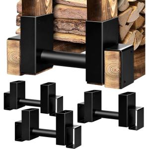 imageAMAGABELI GARDEN ampamp HOME Set of 2pack Firewood Rack Brackets Outdoor Heavy Fireplace Wood Storage Holder Kit Adjustable to Any Length Height Fireplace Lumber Wood Rack Pile Stacker Steel Black4