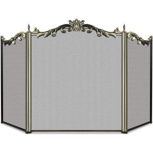 imageAmagabeli Fireplace Screen with Doors Large Flat Guard Fire Screens Outdoor Metal Decorative Mesh Solid Baby Safe Proof Wrought Iron Fire Place Panels Wood Burning Stove Accessories Black