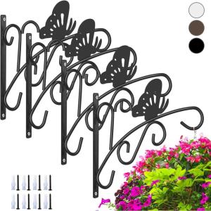 imageAMAGABELI GARDEN ampamp HOME 2 Pack Hanging Plants Bracket 11quot Wall Planter Hooks Hangers Flower Pot Bird Feeder Lanterns Patio Garden for Outdoor Indoor Fence Screw Mount Arm Hardware BG15514