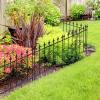 imageAMAGABELI GARDEN ampamp HOME 5 Panels Decorative Garden Fences and Borders for Dogs 32inH10ftL No Dig Metal Fence Panel Garden Edging Fence for Animal Barrier Fencing for Flower Beds Yard Patio BlackArrow Grid 11ft x 27in Black