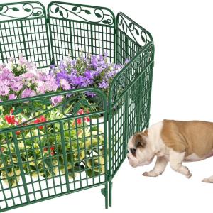 imageAMAGABELI GARDEN ampamp HOME 4 Pack 44inch High 12ft Long Decorative Garden Fence Panels BorderDog Fence for The Yard Outdoor Rustproof Animal Barrier Dogs Garden fencing BlackGreen