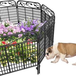 imageAMAGABELI GARDEN ampamp HOME 4 Pack 44inch High 12ft Long Decorative Garden Fence Panels BorderDog Fence for The Yard Outdoor Rustproof Animal Barrier Dogs Garden fencing BlackBlack