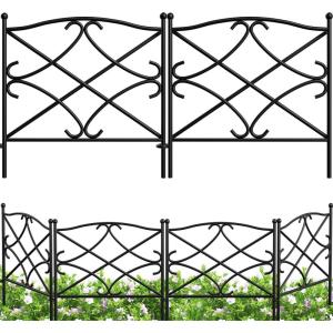 imageAMAGABELI GARDEN ampamp HOME 5 Panels Decorative Garden Fences and Borders for Dogs 24inH10ftL No Dig Metal Fence Panel Garden Edging Border Fence For Animal Barrier Fencing for Flower Beds Yard PatioBlack