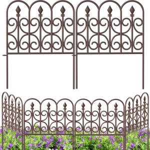 imageAMAGABELI GARDEN ampamp HOME 5 Panels Decorative Garden Fences and Borders for Dogs 32inH10ftL No Dig Metal Fence Panel Garden Edging Fence for Animal Barrier Fencing for Flower Beds Yard Patio BlackBrown