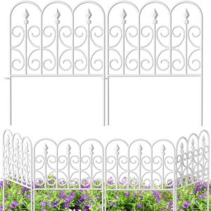 imageAMAGABELI GARDEN ampamp HOME 5 Panels Decorative Garden Fences and Borders for Dogs 32inH10ftL No Dig Metal Fence Panel Garden Edging Fence for Animal Barrier Fencing for Flower Beds Yard Patio BlackWhite
