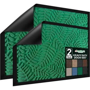 imageAmagabeli 2 Pack Large Outdoor Door Mats Rubber Shoes Scraper 36quot x 24quot for Front Door Entrance Outside Doormat Patio Rug Dirt Debris Mud Trapper Waterproof Out Door Mat Low Profile Washable BG349Green