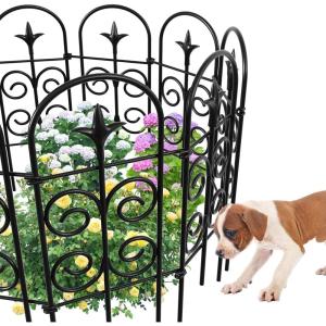 imageAmagabeli 8 Panels Decorative Garden Fence 10ft L x 32inH Garden Fencing Animal Barrier for Dog Rustproof Black Iron Border Fence Edging Metal Wire Fencing for Outdoor Patio Vinyl Flower ET04624in 10ft