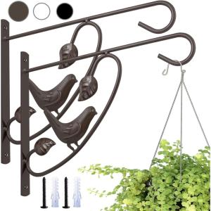 imageAMAGABELI GARDEN ampamp HOME 2 Pack 12 inch Hanging Brackets for Plants Outdoor Hangers Hanging Planter Hooks Lanterns Plant Hooks Hangers Hanging Basket Brackets Bird Feeder Bracket with Screws BG1511Bronze