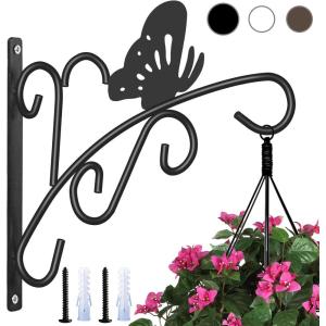 imageAMAGABELI GARDEN ampamp HOME Hanging Plants Bracket Hanger 11quot Wall Planter Hook Flower Pot Baskets Bird Feeder Wind Chime Lanterns Patio Garden for Outdoor Screw Mount Arm Hardware Butterfly Black hook06