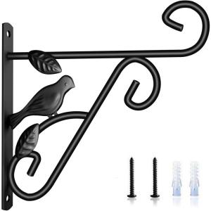 imageAmagabeli Hanging Plants Bracket 10 inch Outdoor Planter Hooks Hangers Flower Baskets Pot Bird Feeder Hanger for Fence Wall Trees Wind Chimes Lantern Outdoor Indoor Garden Arm 3D Bird Black hook02