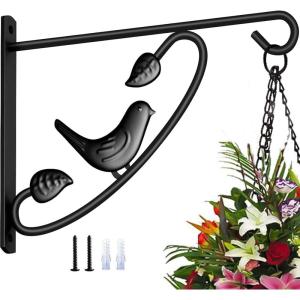imageAmagabeli Hanging Plants Bracket 12 Inch Outdoor Hooks Hangers Flower Basket Planter Pot Bird Feeder for Fence Wall Tree Wind Chimes Lantern Outdoor Indoor Patio Garden 3D Bird Arm Metal Black hook03