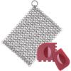 imageAmagabeli Stainless Steel Cast Iron Cleaner with Durable Plastic Pan Grill Scrapers 8x6 316L Chainmail Scrubber Cookware Accessories Skillet Scraper Pot Grill Brush Cleaning Tools Set