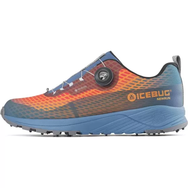 imageIcebug Mens NewRun BUGrip GTX Trail Running Shoe with Carbide Studded Traction SoleMist BlueFire Orange