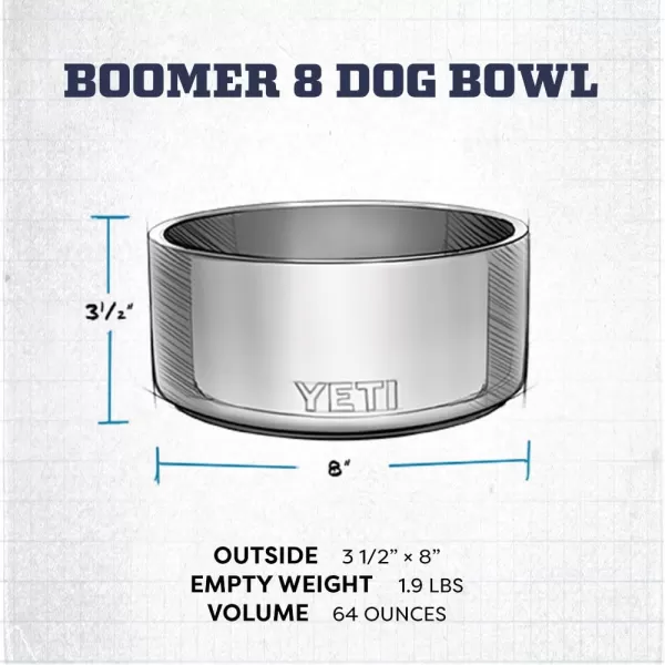 YETI Boomer 8, Stainless Steel, Non-Slip Dog Bowl, Holds 64 Ounces, Black