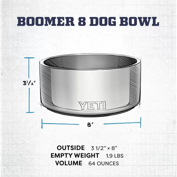 YETI Boomer 8, Stainless Steel, Non-Slip Dog Bowl, Holds 64 Ounces, Black