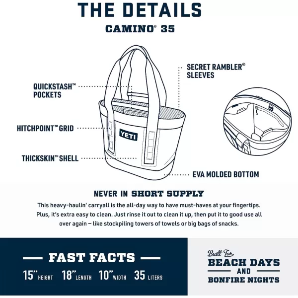 YETI Camino 35 Carryall with Internal Dividers, All-Purpose Utility, Boat and Beach Tote Bag, Durable, Waterproof