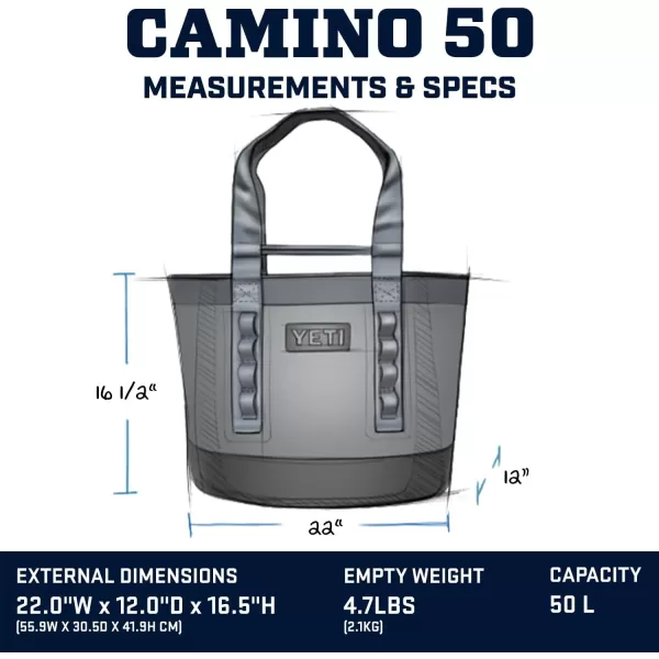 YETI Camino 50 Carryall with Internal Dividers, All-Purpose Utility, Boat and Beach Tote Bag, Durable, Waterproof