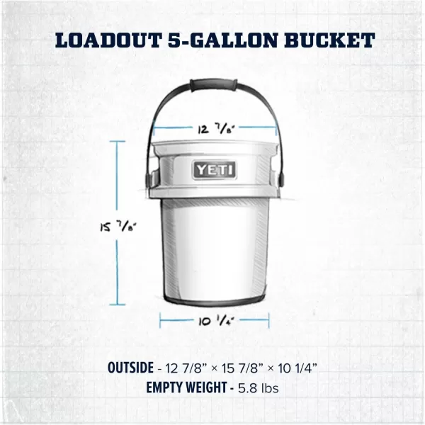 YETI Loadout 5-Gallon Bucket, Impact Resistant Fishing/Utility Bucket, Seafoam