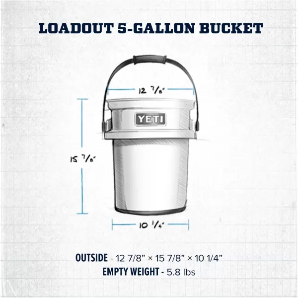 YETI Loadout 5-Gallon Bucket, Impact Resistant Fishing/Utility Bucket, Seafoam