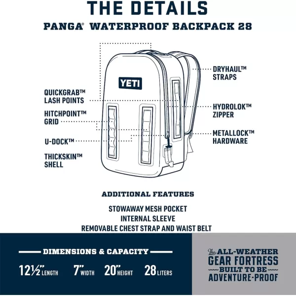 YETI Panga 28 Airtight Waterproof Submersible Backpack, Tan