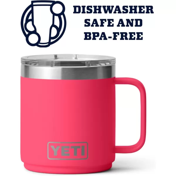 YETI Rambler 10 oz Stackable Mug, Vacuum Insulated, Stainless Steel with MagSlider Lid, Tropical Pink