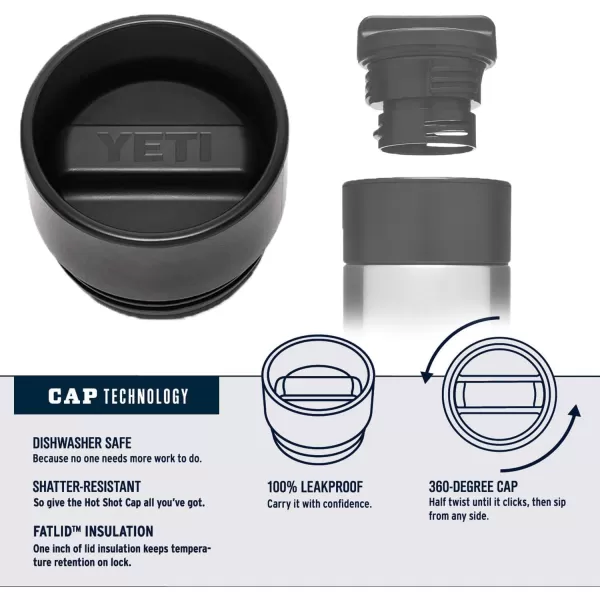 YETI Rambler 18 oz Bottle, Stainless Steel, Vacuum Insulated, with Hot Shot Cap, Black