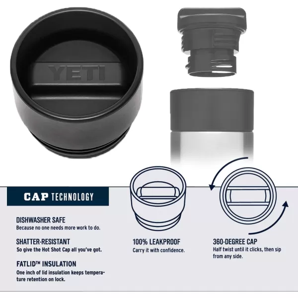 YETI Rambler 18 oz Bottle, Stainless Steel, Vacuum Insulated, with Hot Shot Cap, Black