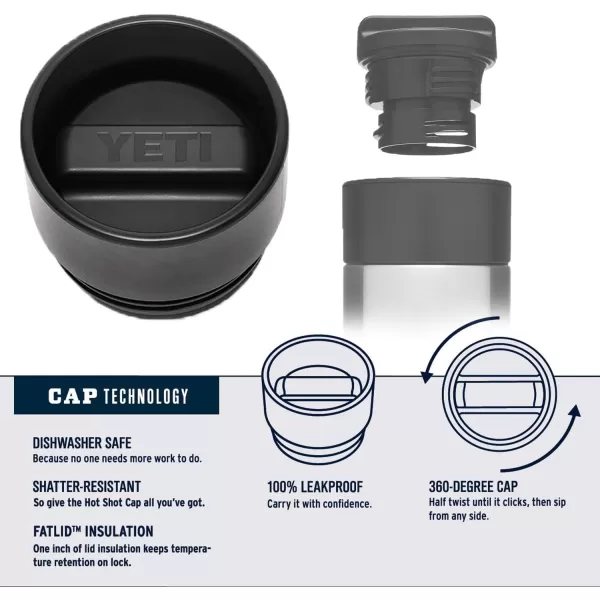 YETI Rambler 18 oz Bottle, Stainless Steel, Vacuum Insulated, with Hot Shot Cap, Black