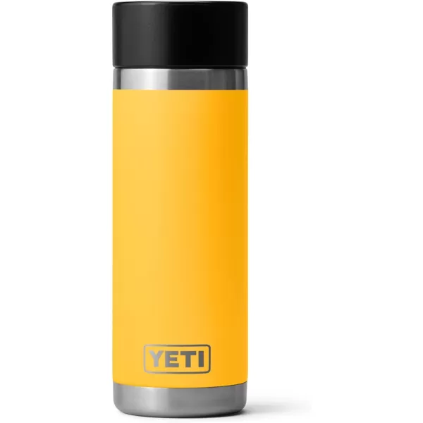 YETI Rambler 18 oz Bottle, Stainless Steel, Vacuum Insulated, with Hot Shot Cap, Black