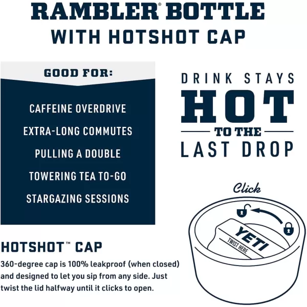 YETI Rambler 18 oz Bottle, Stainless Steel, Vacuum Insulated, with Hot Shot Cap, Black