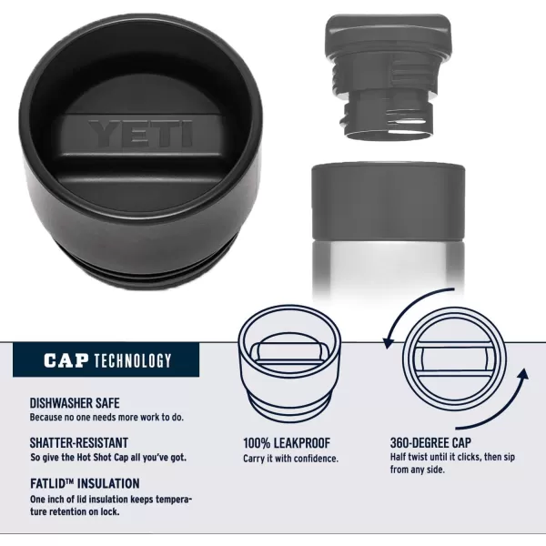 YETI Rambler 18 oz Bottle, Stainless Steel, Vacuum Insulated, with Hot Shot Cap, Black
