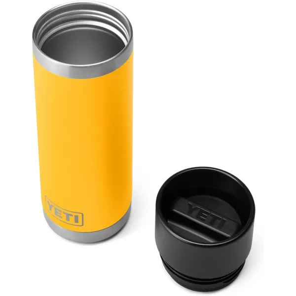 YETI Rambler 18 oz Bottle, Stainless Steel, Vacuum Insulated, with Hot Shot Cap, Black