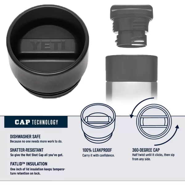 YETI Rambler 18 oz Bottle, Stainless Steel, Vacuum Insulated, with Hot Shot Cap, Black