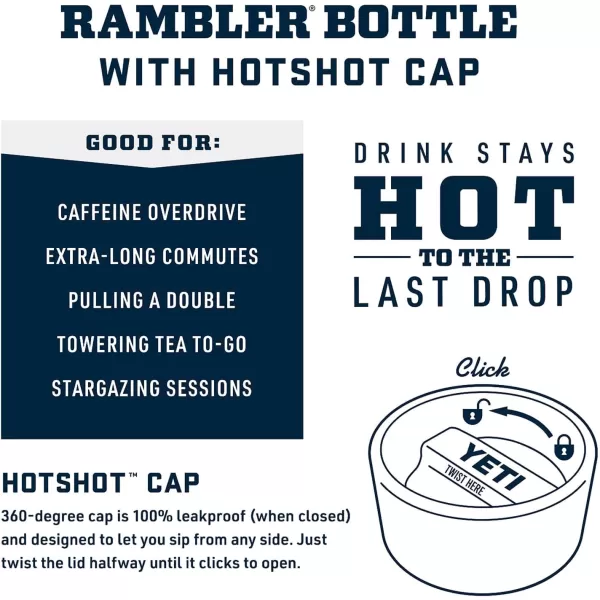 YETI Rambler 18 oz Bottle, Stainless Steel, Vacuum Insulated, with Hot Shot Cap, Black