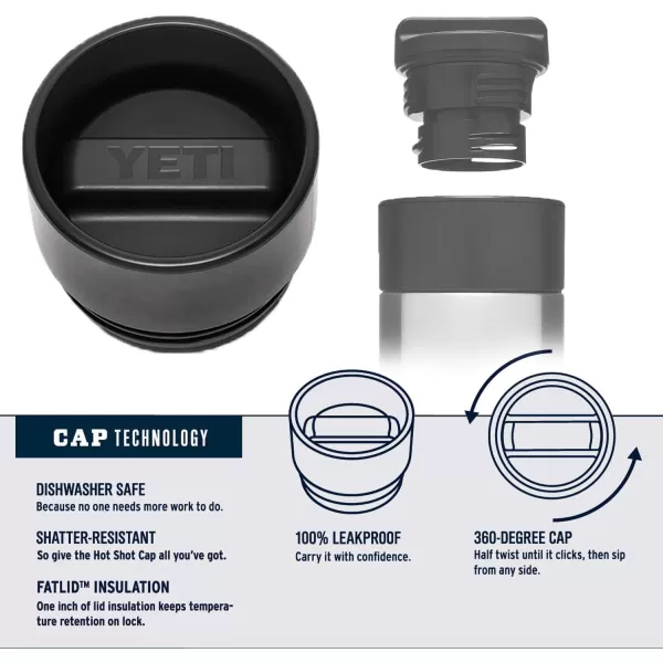 YETI Rambler 18 oz Bottle, Stainless Steel, Vacuum Insulated, with Hot Shot Cap, Black
