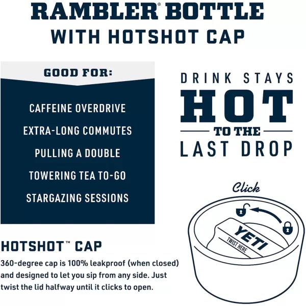YETI Rambler 18 oz Bottle, Stainless Steel, Vacuum Insulated, with Hot Shot Cap, Black