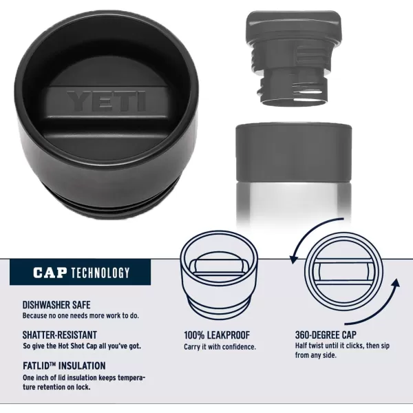 YETI Rambler 18 oz Bottle, Stainless Steel, Vacuum Insulated, with Hot Shot Cap, Black