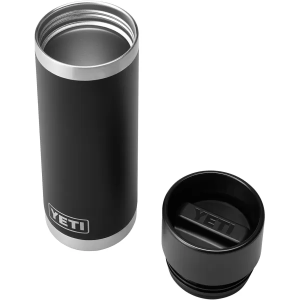 YETI Rambler 18 oz Bottle, Stainless Steel, Vacuum Insulated, with Hot Shot Cap, Black