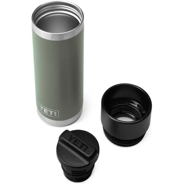 YETI Rambler 18 oz Bottle, Stainless Steel, Vacuum Insulated, with Hot Shot Cap, Black
